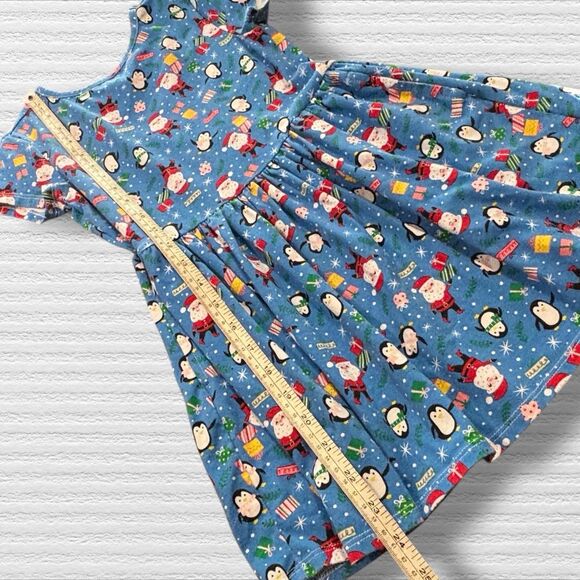 Dot & Zazz XS 4/5 Girls Christmas Dress Santa Penguin Holiday Blue Pockets - Picture 5 of 6